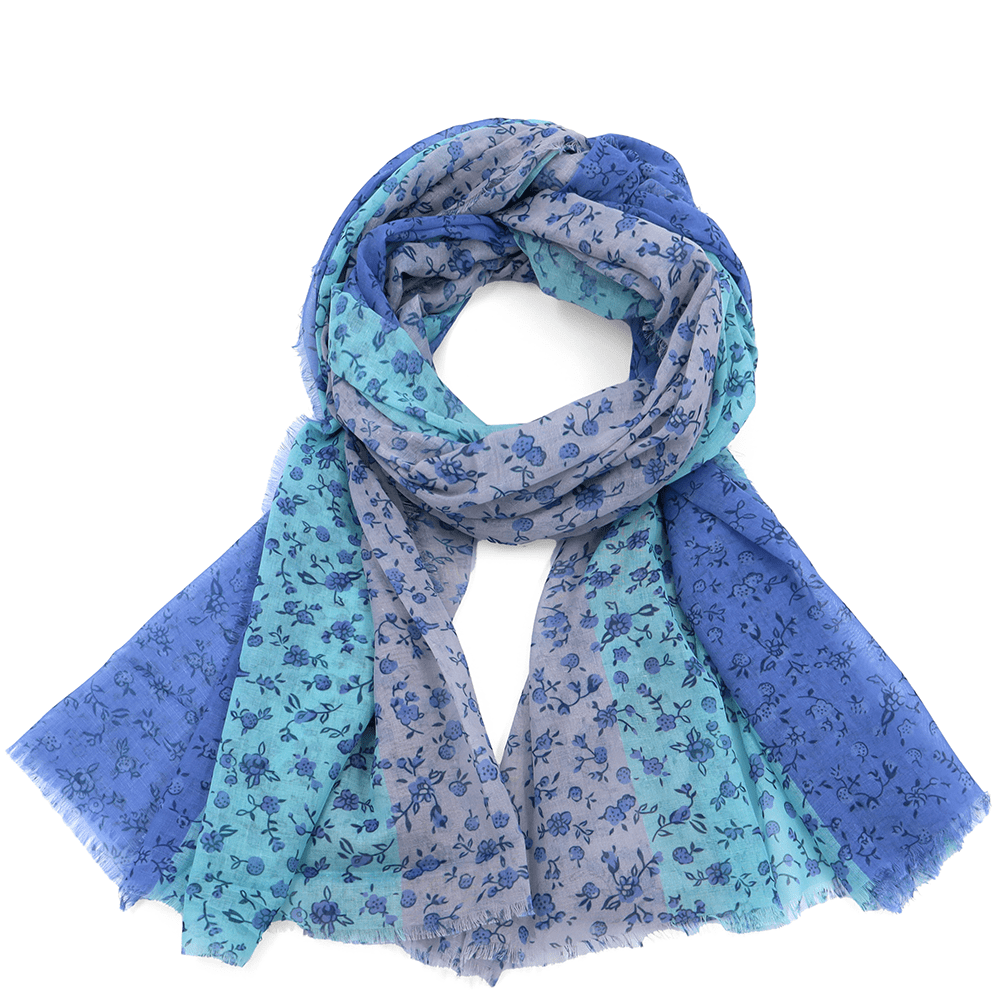 Nyári sál nyomtatott mintával - kék/szürke
