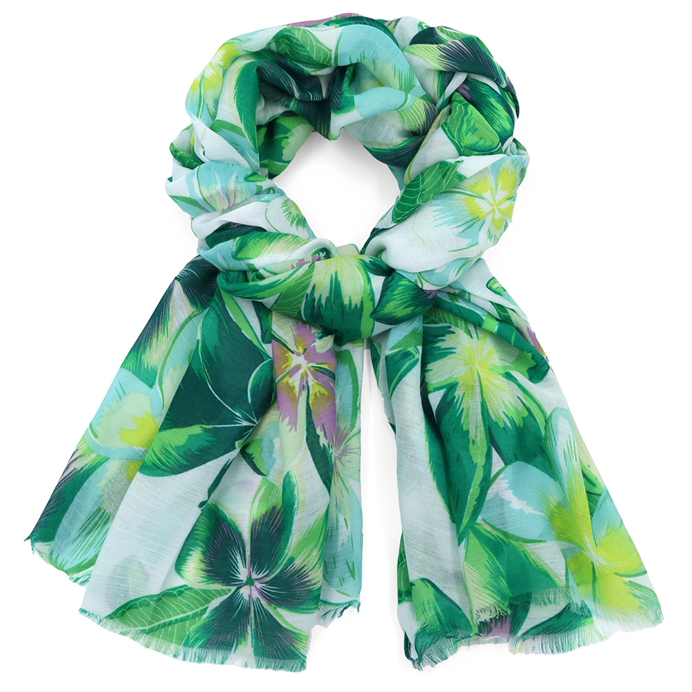 Nyári sál akvarell virágokkal - zöld