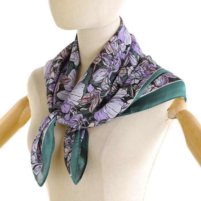 Női sál nyomtatott mintával - zöld/lila