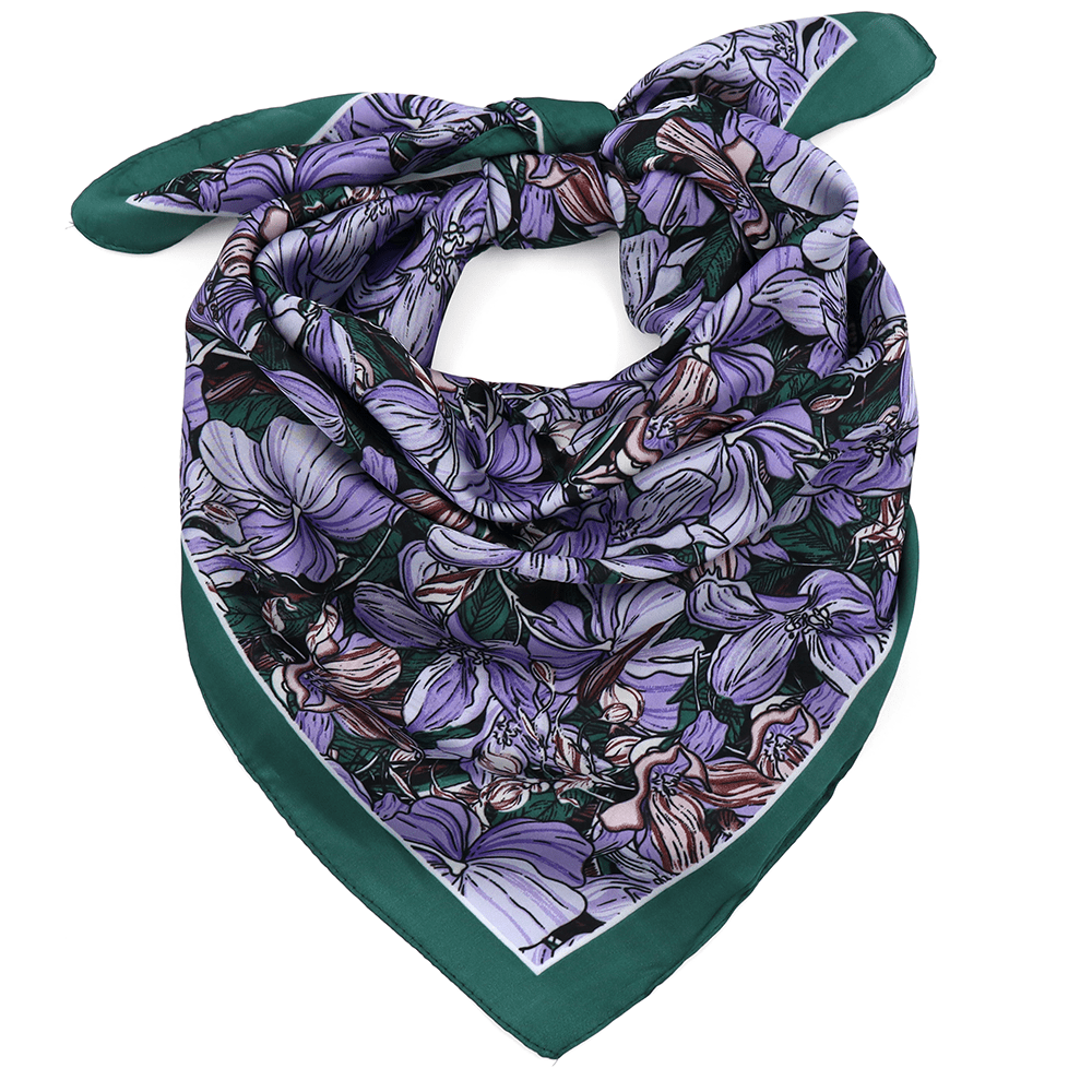 Női sál nyomtatott mintával - zöld/lila