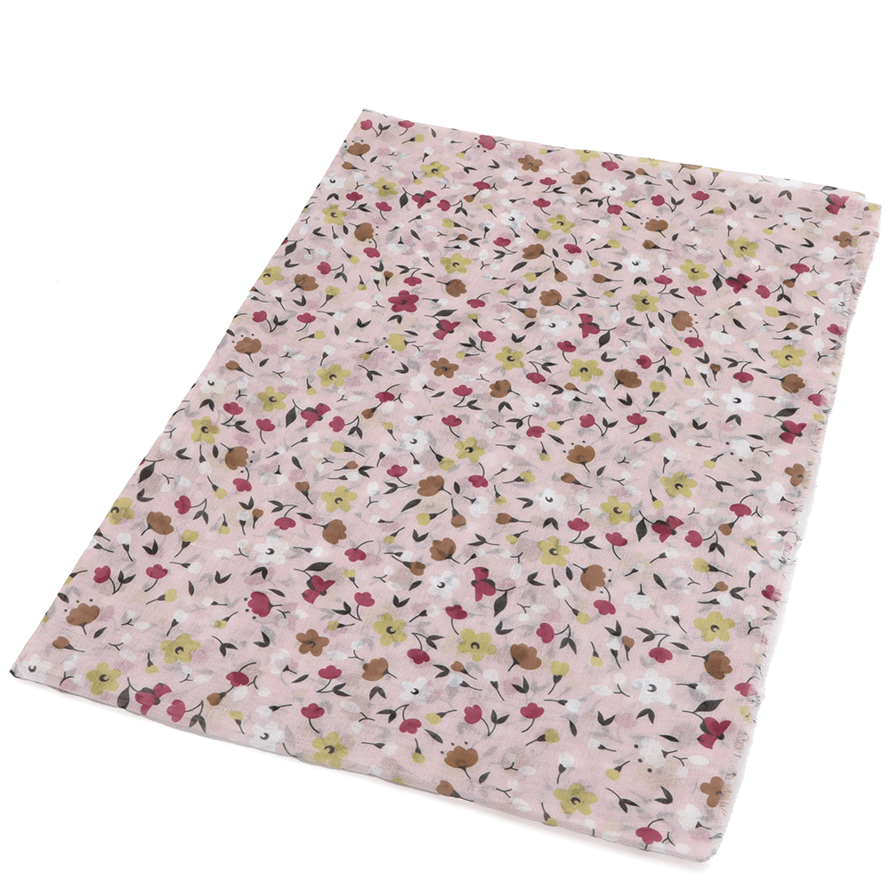 Női nyári sál lengyel virágokkal - rózsaszín hamu