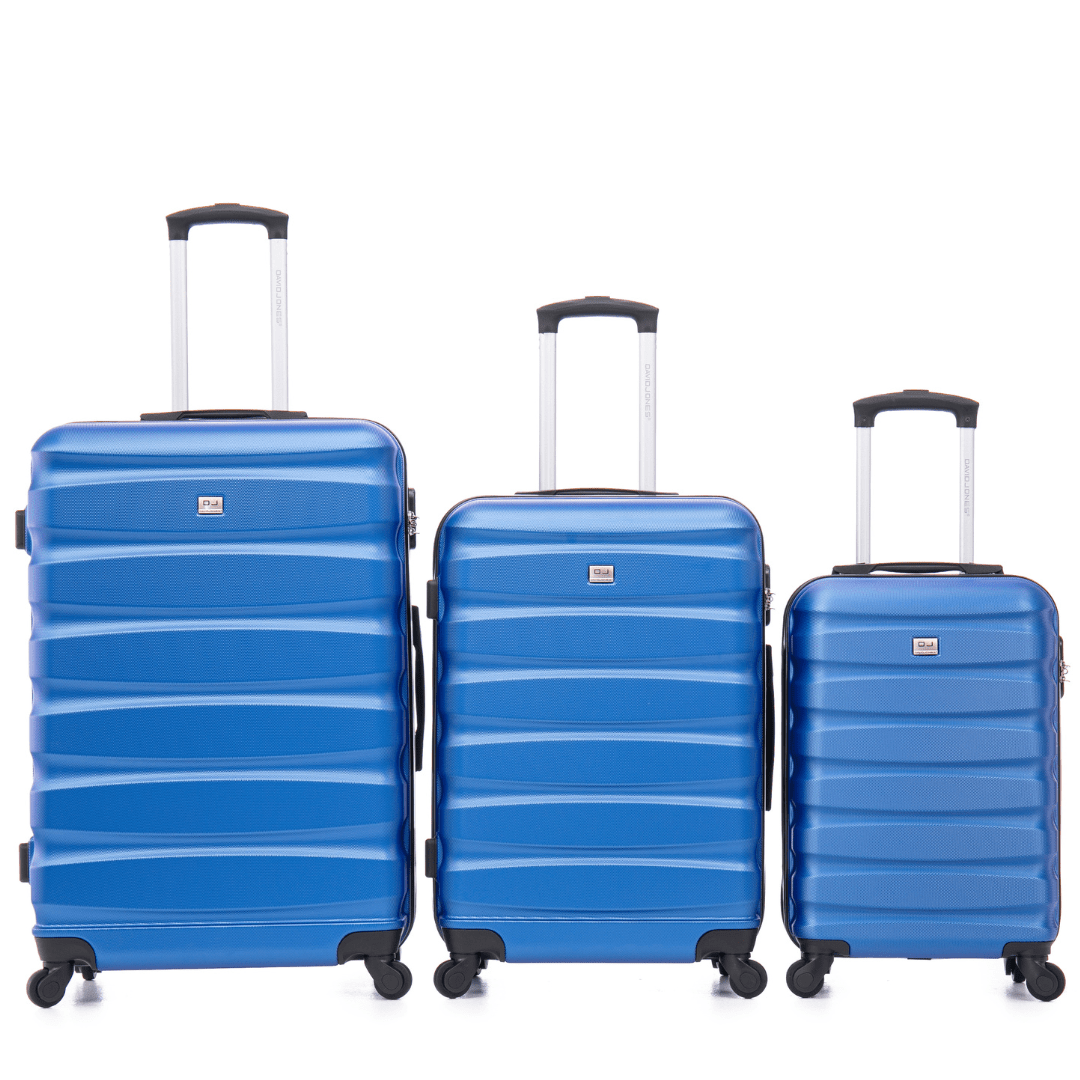 David Jones - Bőröndkészlet mozgatható kerekekkel, 3 méretben - világoskék