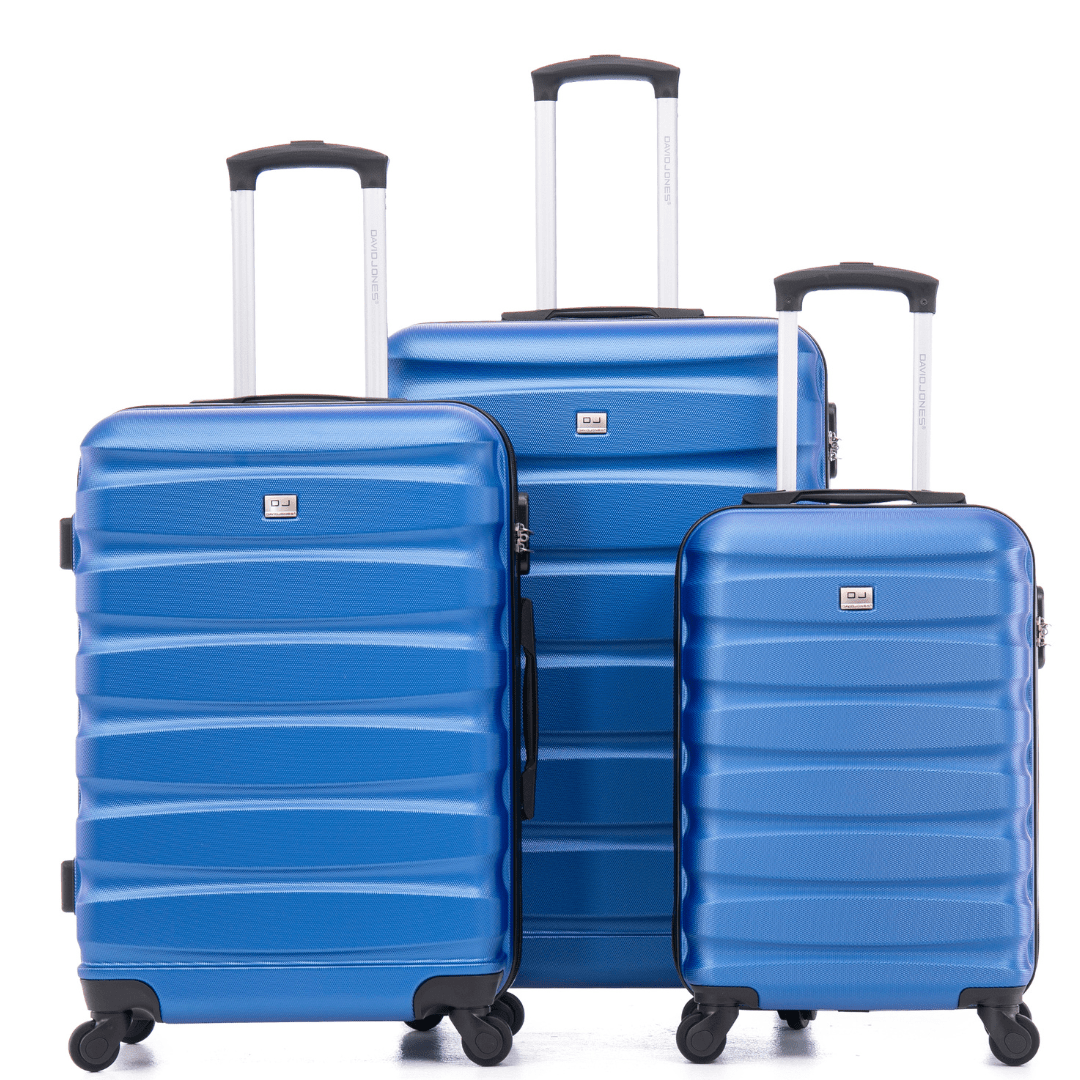 David Jones - Bőröndkészlet mozgatható kerekekkel, 3 méretben - világoskék