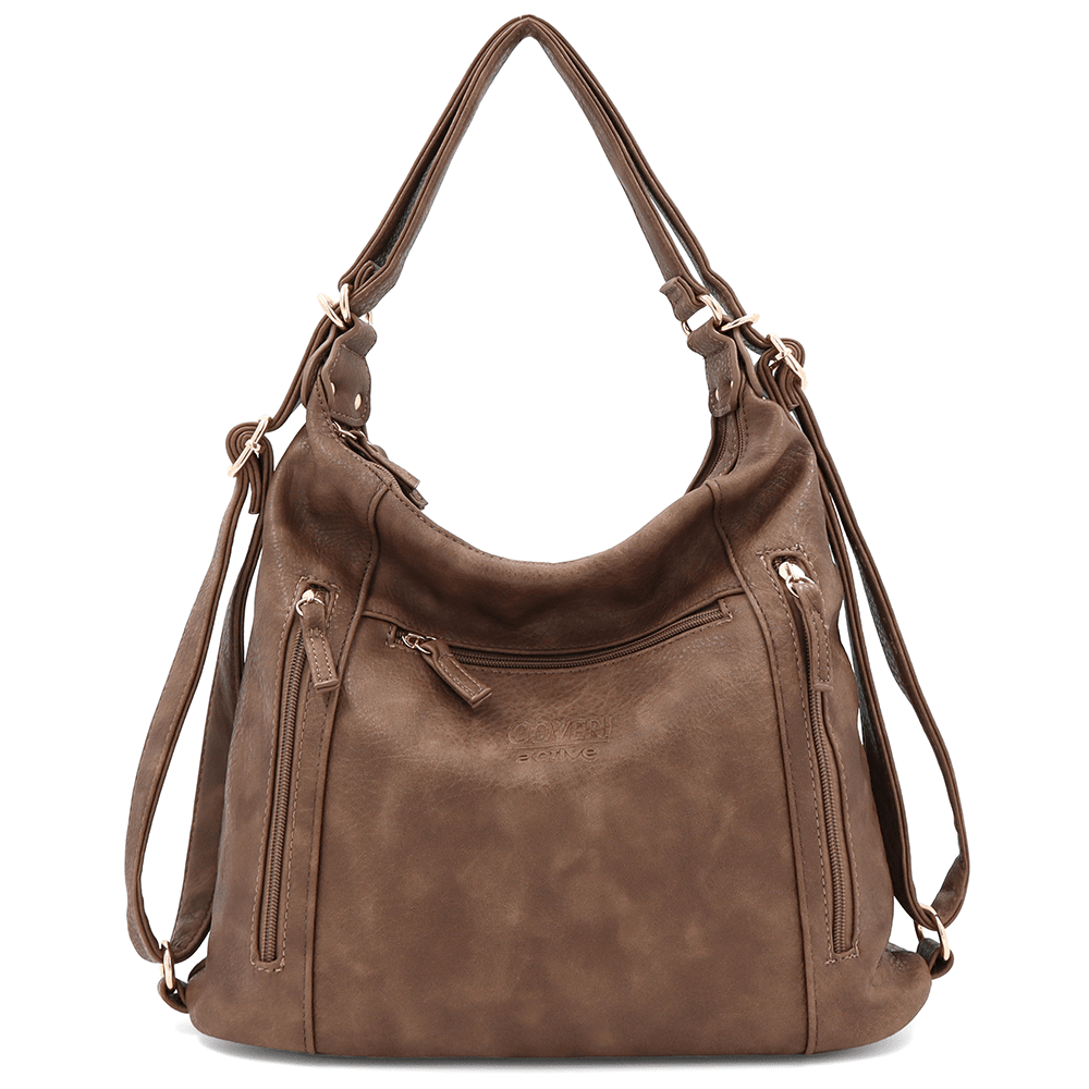 2 az 1-ben - Táska és hátizsák két rekesszel Silvana - világosbarna