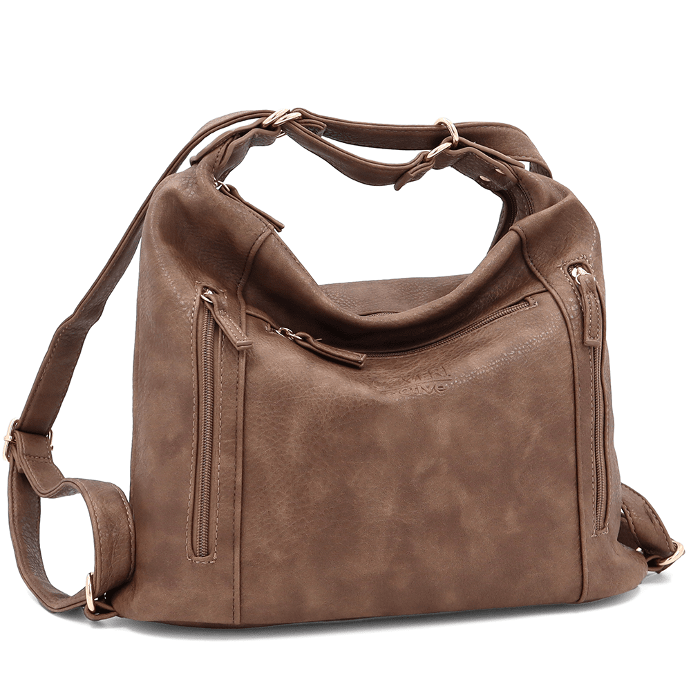 2 az 1-ben - Táska és hátizsák két rekesszel Silvana - világosbarna