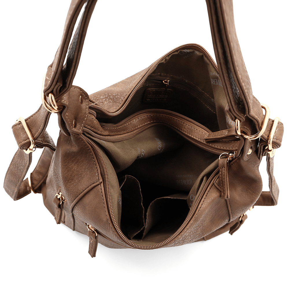 2 az 1-ben - Táska és hátizsák két rekesszel Silvana - világosbarna