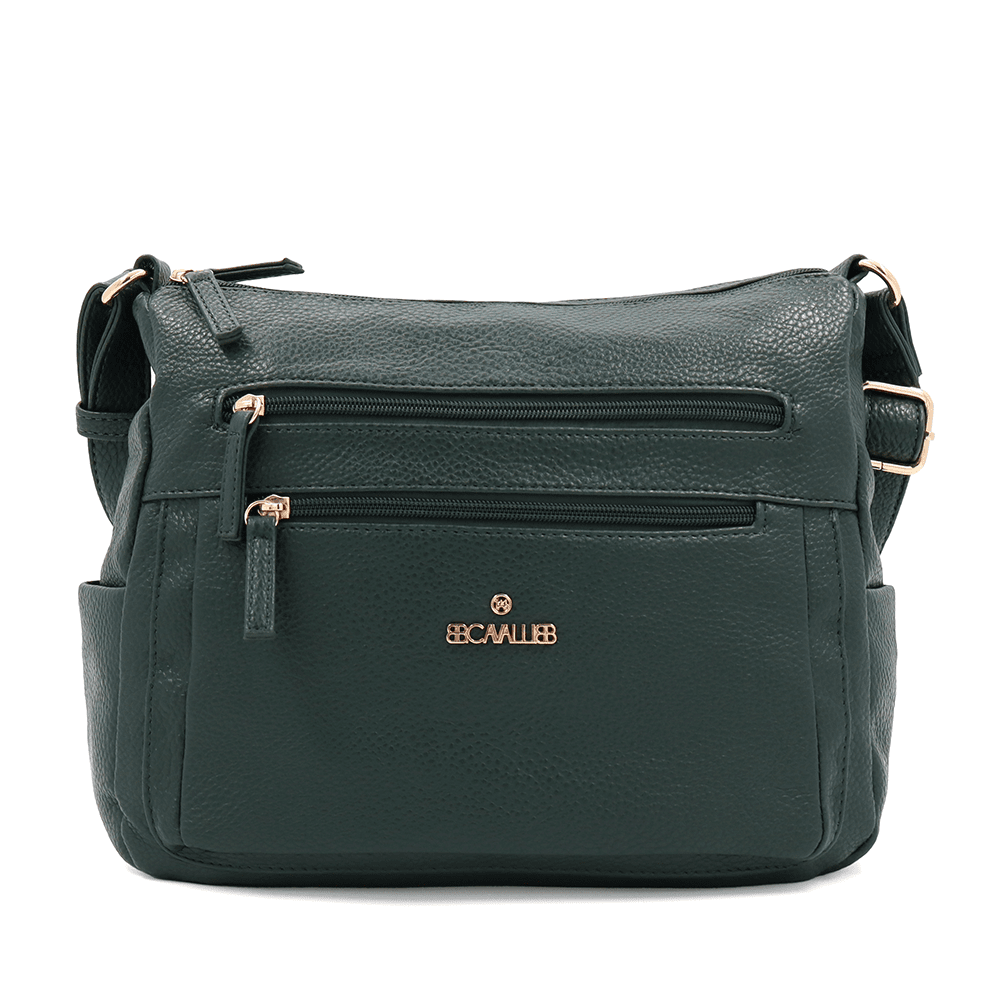 Női válltáska két rekesszel és zsebekkel - zöld