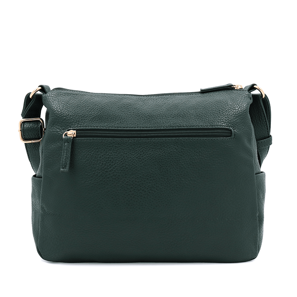 Női válltáska két rekesszel és zsebekkel - zöld