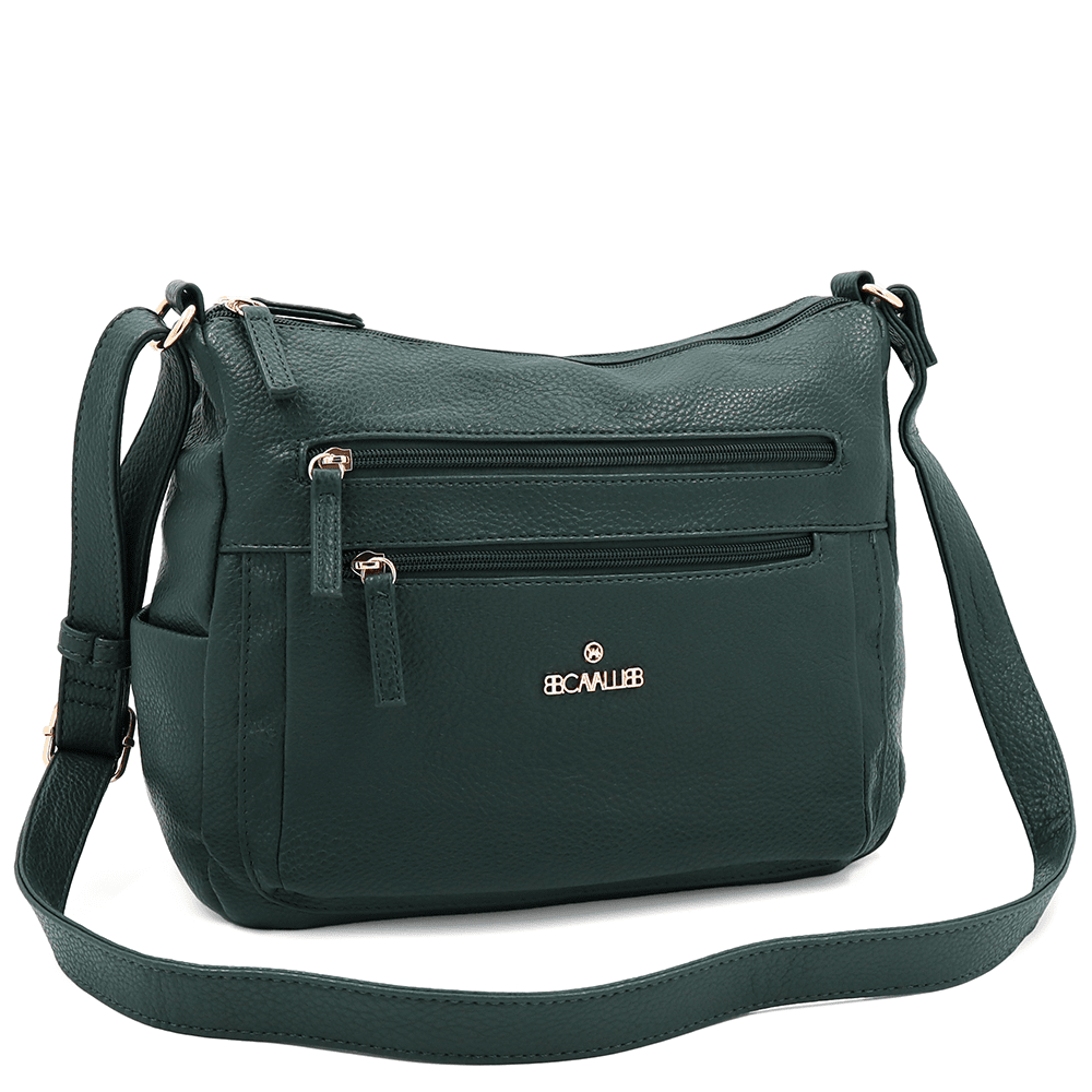 Női válltáska két rekesszel és zsebekkel - zöld