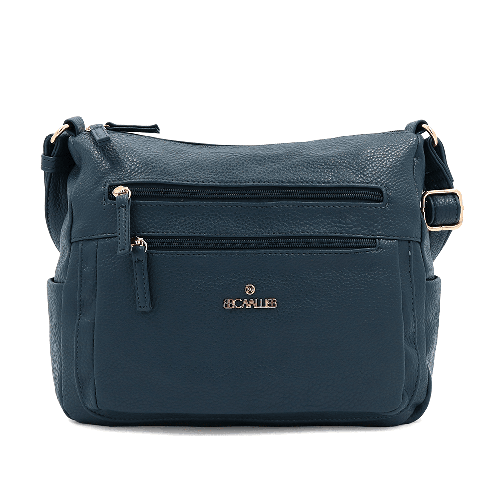 Női válltáska két rekesszel és zsebekkel - kék