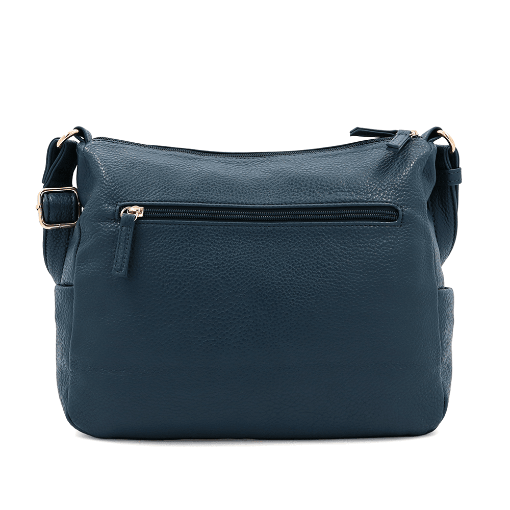 Női válltáska két rekesszel és zsebekkel - kék