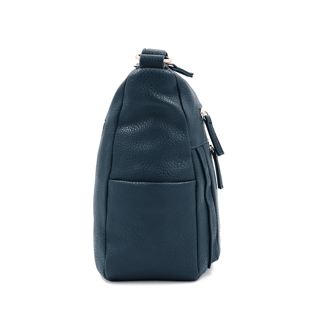 Női válltáska két rekesszel és zsebekkel - kék