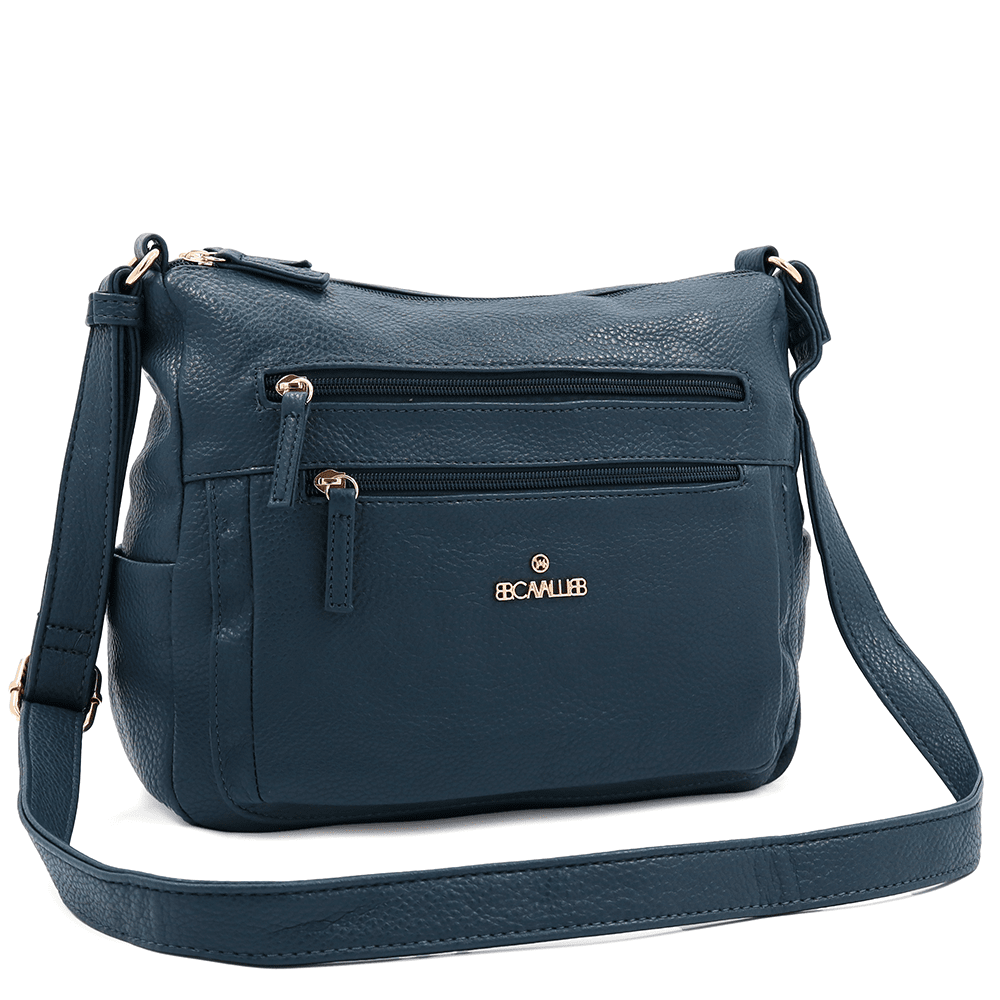 Női válltáska két rekesszel és zsebekkel - kék