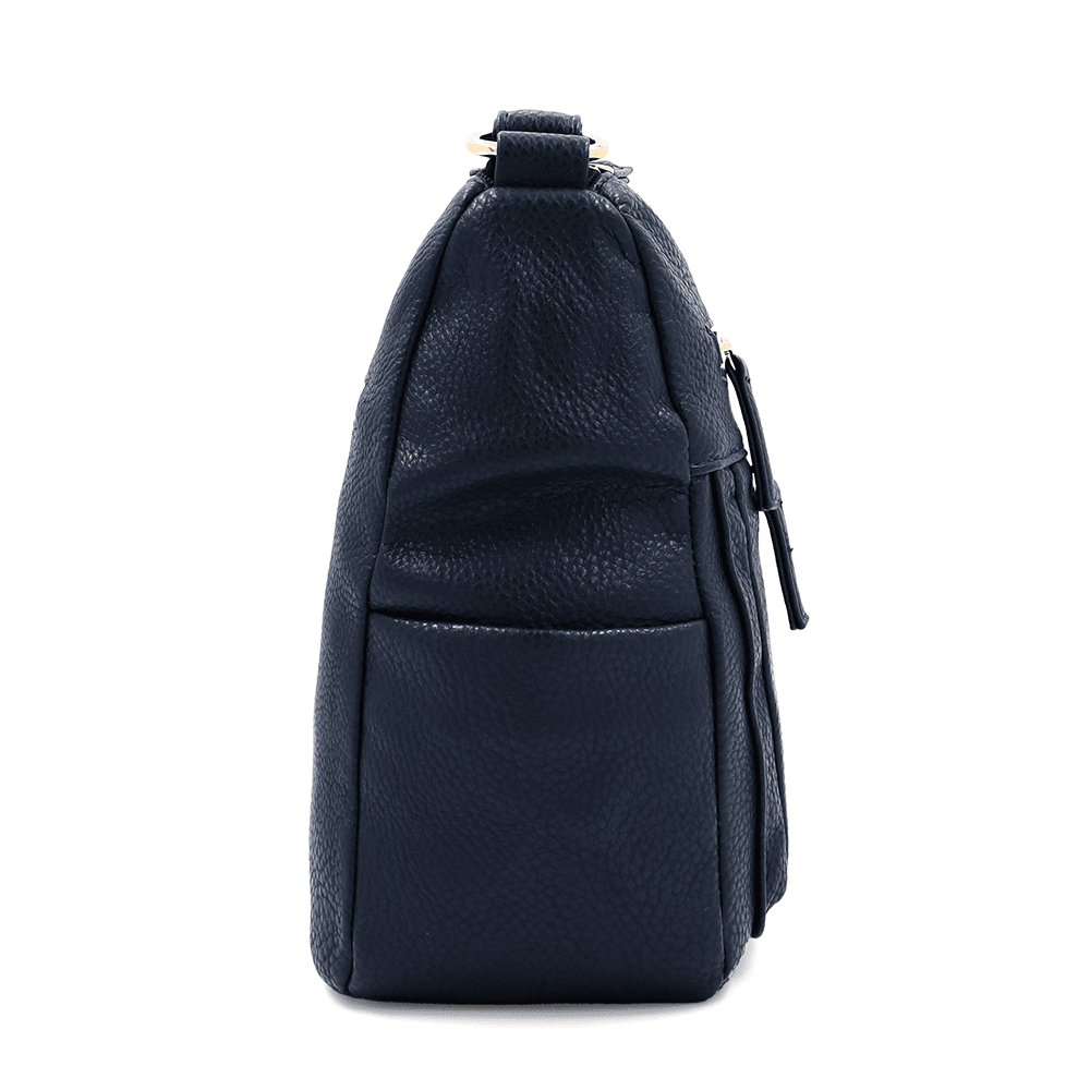 Női válltáska két rekesszel és zsebekkel - sötétkék