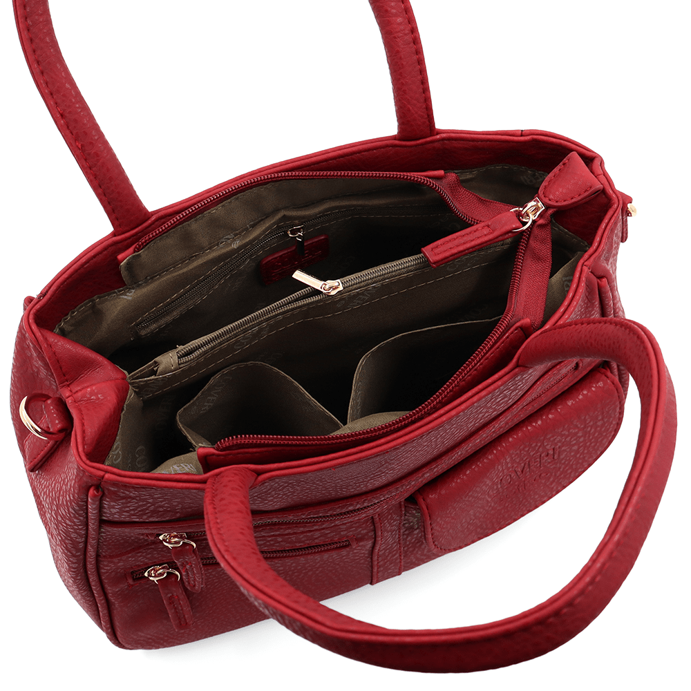 Női táska sok zsebbel Sonya - piros