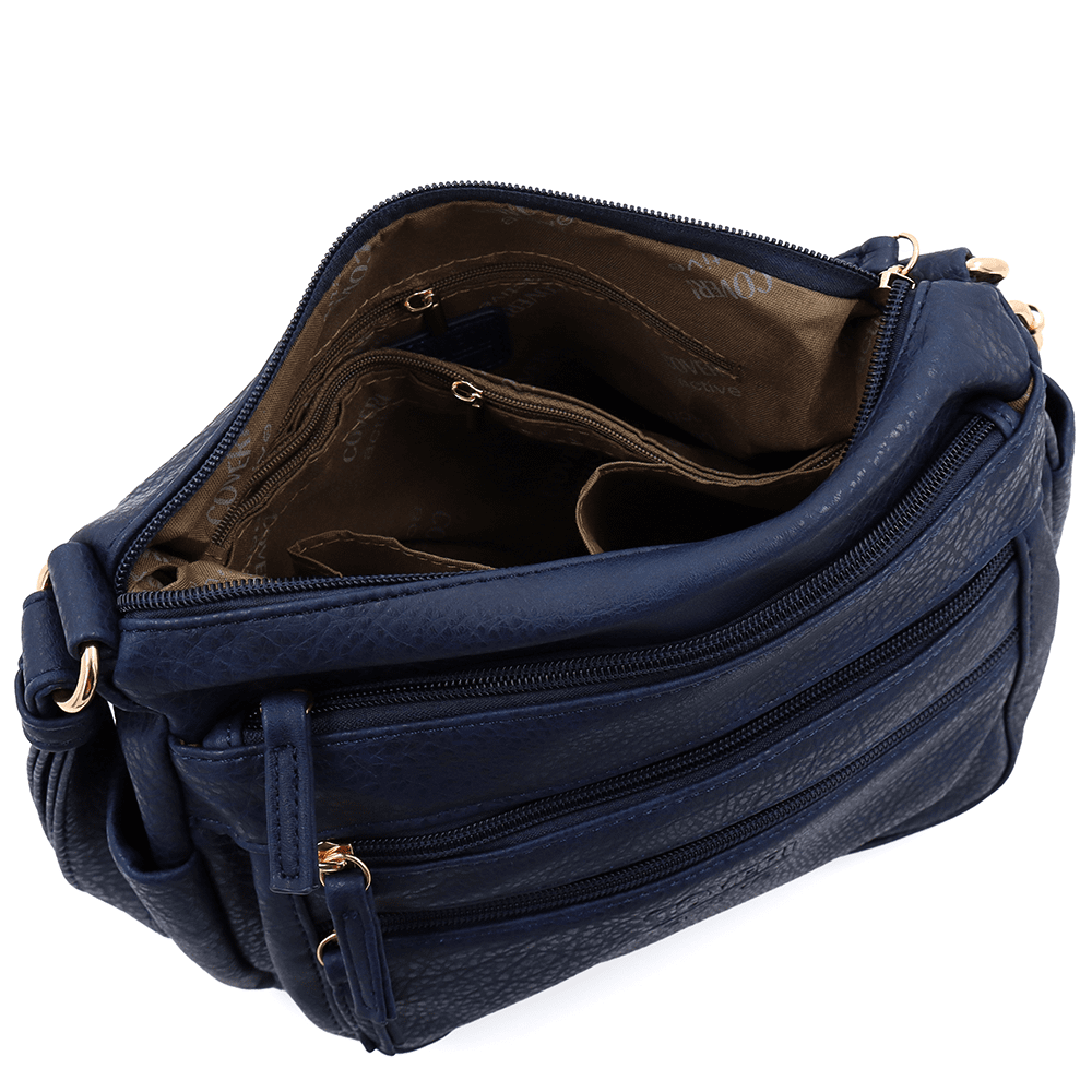 Női válltáska sok zsebbel Magi - sötétkék