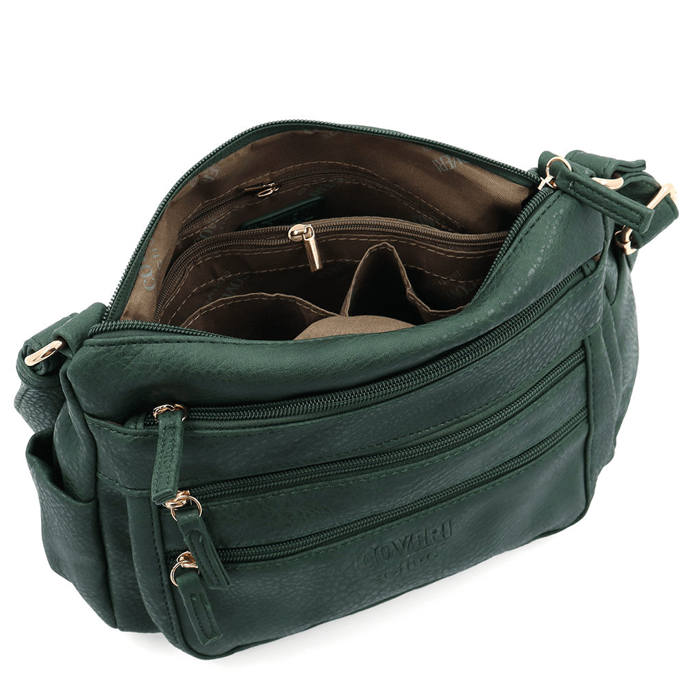 Női válltáska sok zsebbel Magi - zöld