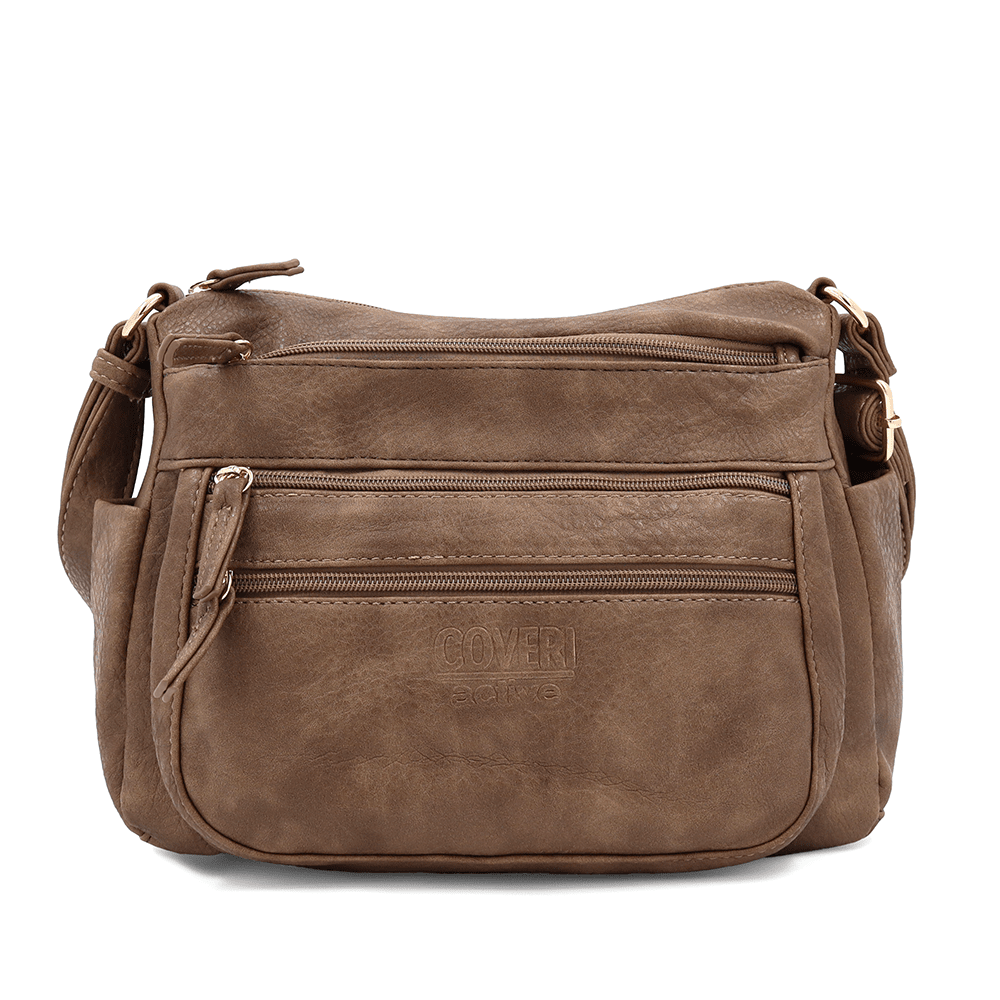 Női válltáska sok zsebbel Magi - világosbarna