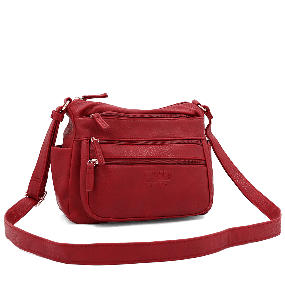 Női válltáska sok zsebbel Magi - piros