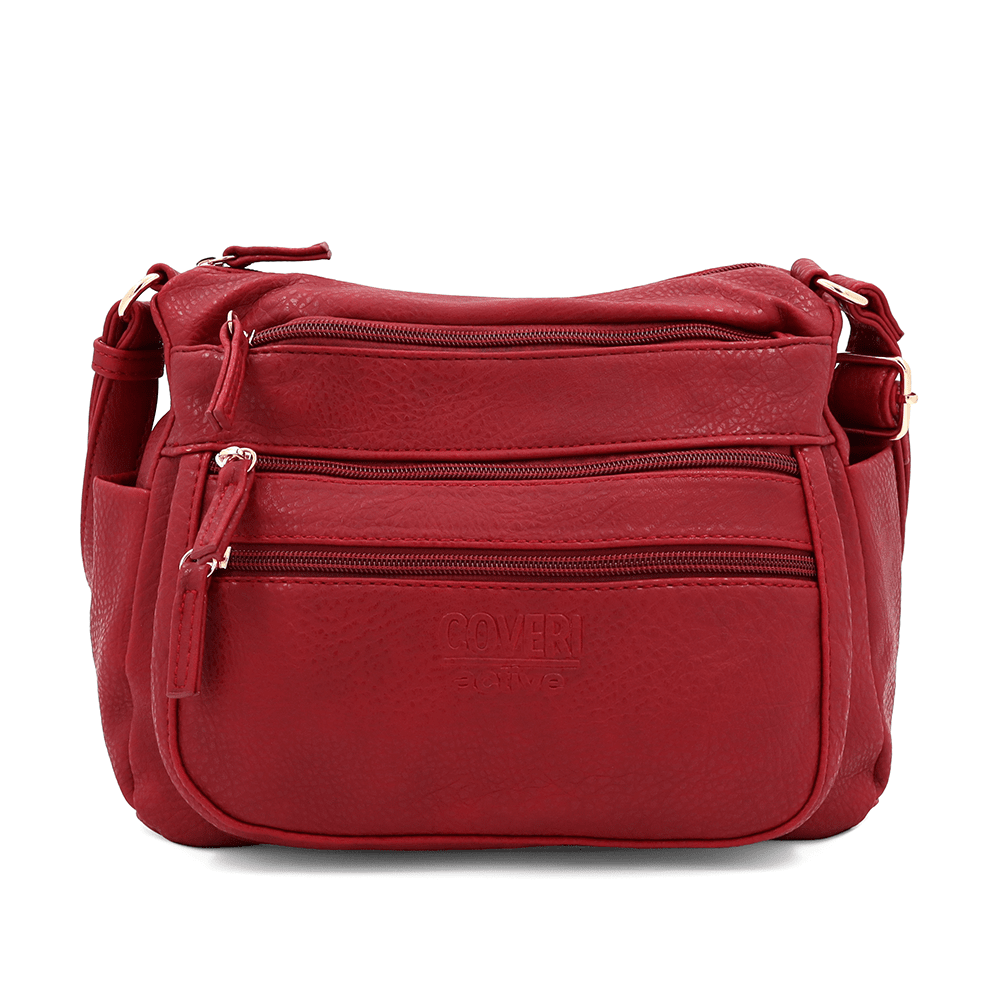 Női válltáska sok zsebbel Magi - piros