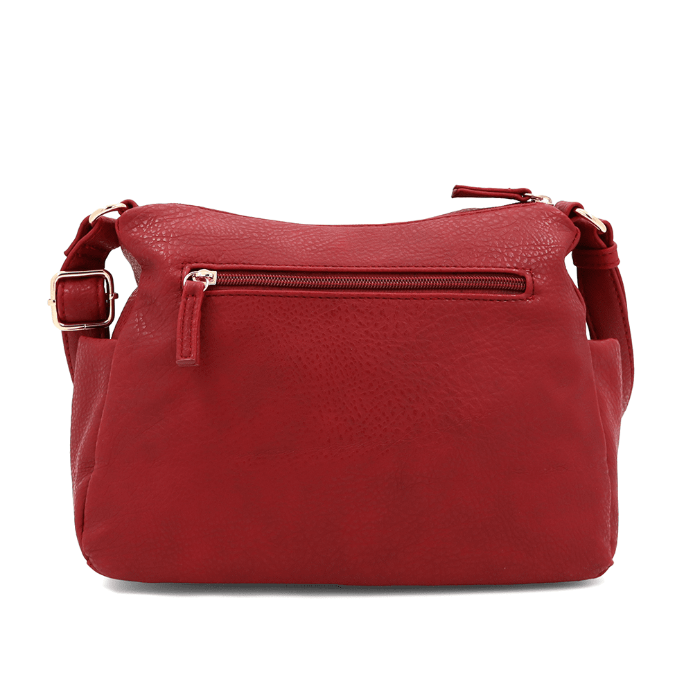 Női válltáska sok zsebbel Magi - piros