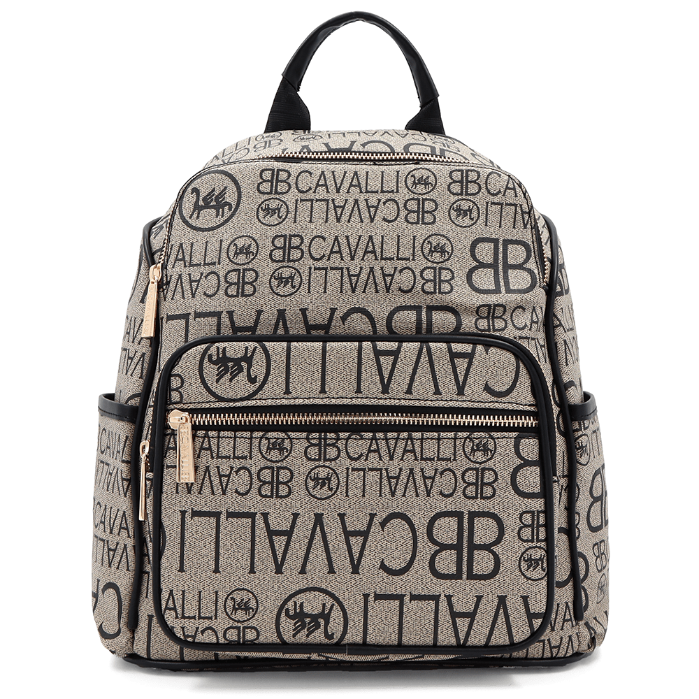 Női hátizsák Velina nyomtatással - világosbarna/fekete