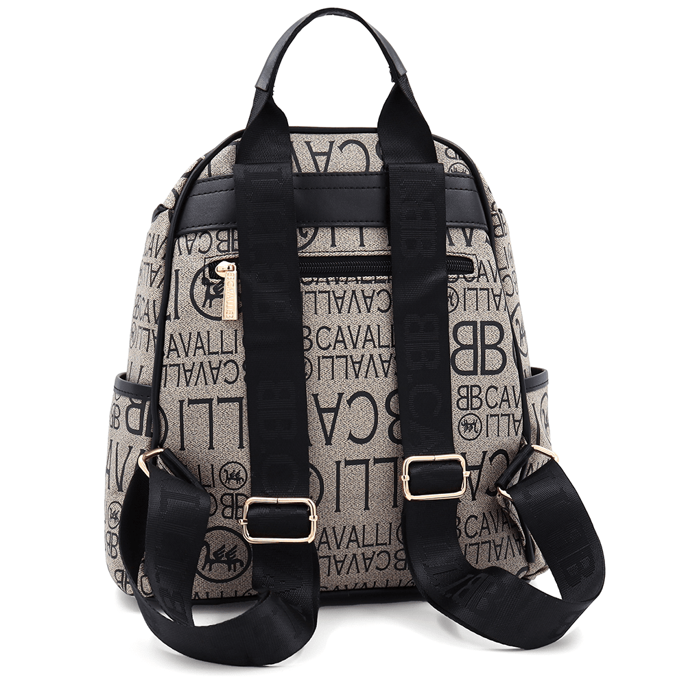 Női hátizsák Velina nyomtatással - világosbarna/fekete