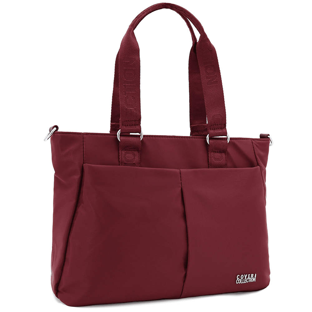 Nagy szövet táska sok zsebbel - bordó