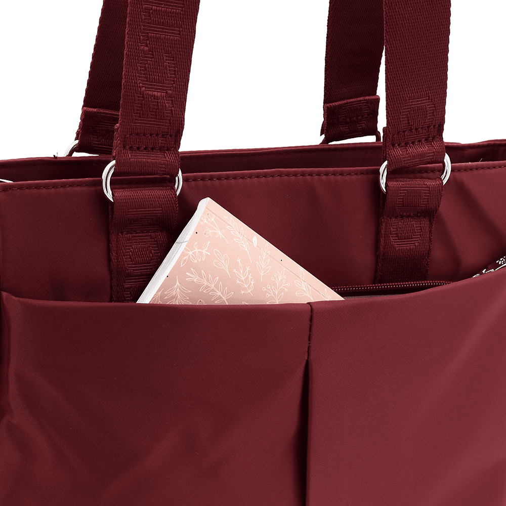 Nagy szövet táska sok zsebbel - bordó