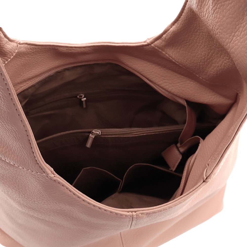 Nagy női táska, zsák típusú - rózsaszín