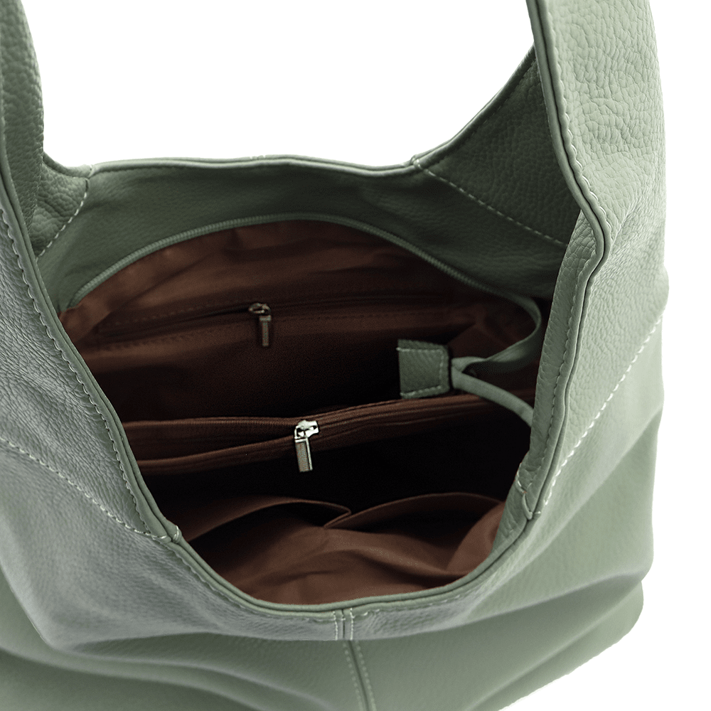 Nagy női táska, zsák típusú - világoszöld