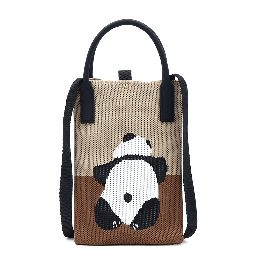 Gyermek válltáska - barna, pandával