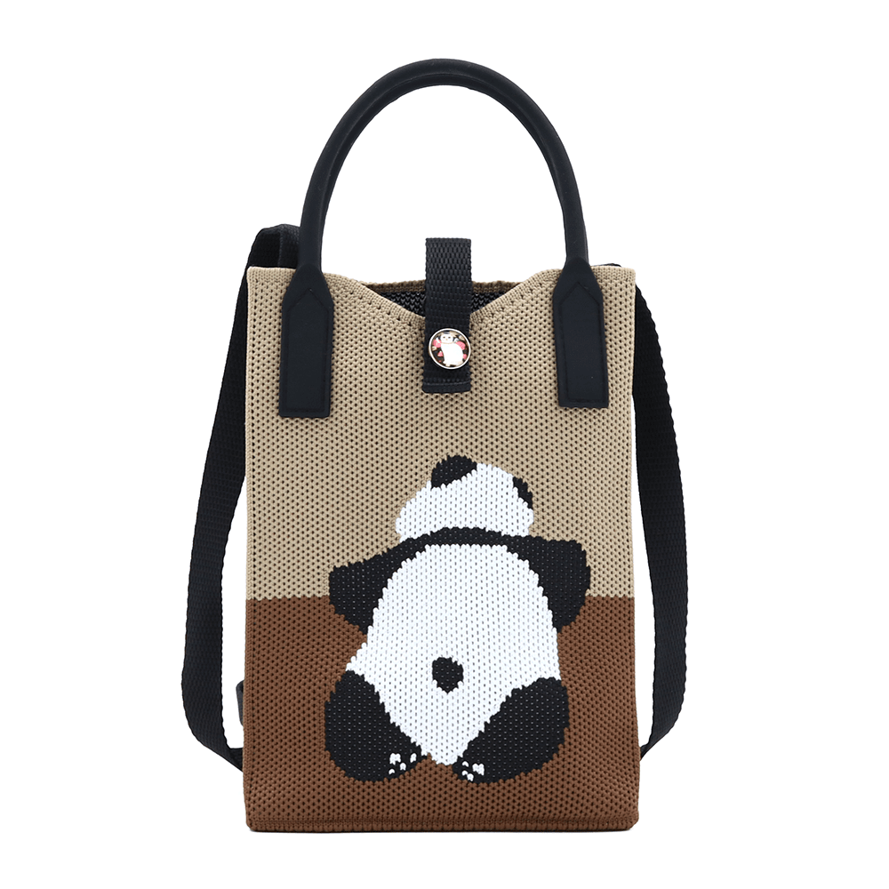 Gyermek válltáska - barna, pandával