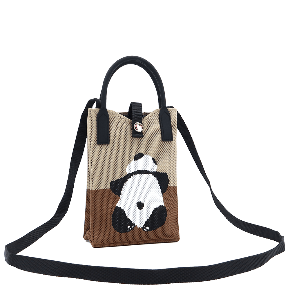 Gyermek válltáska - barna, pandával