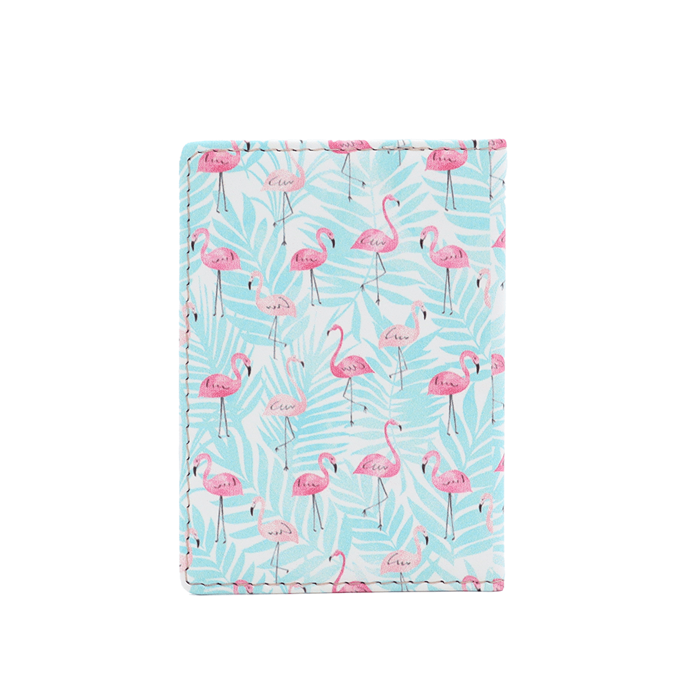Kártyatartó flamingó mintával - világoskék