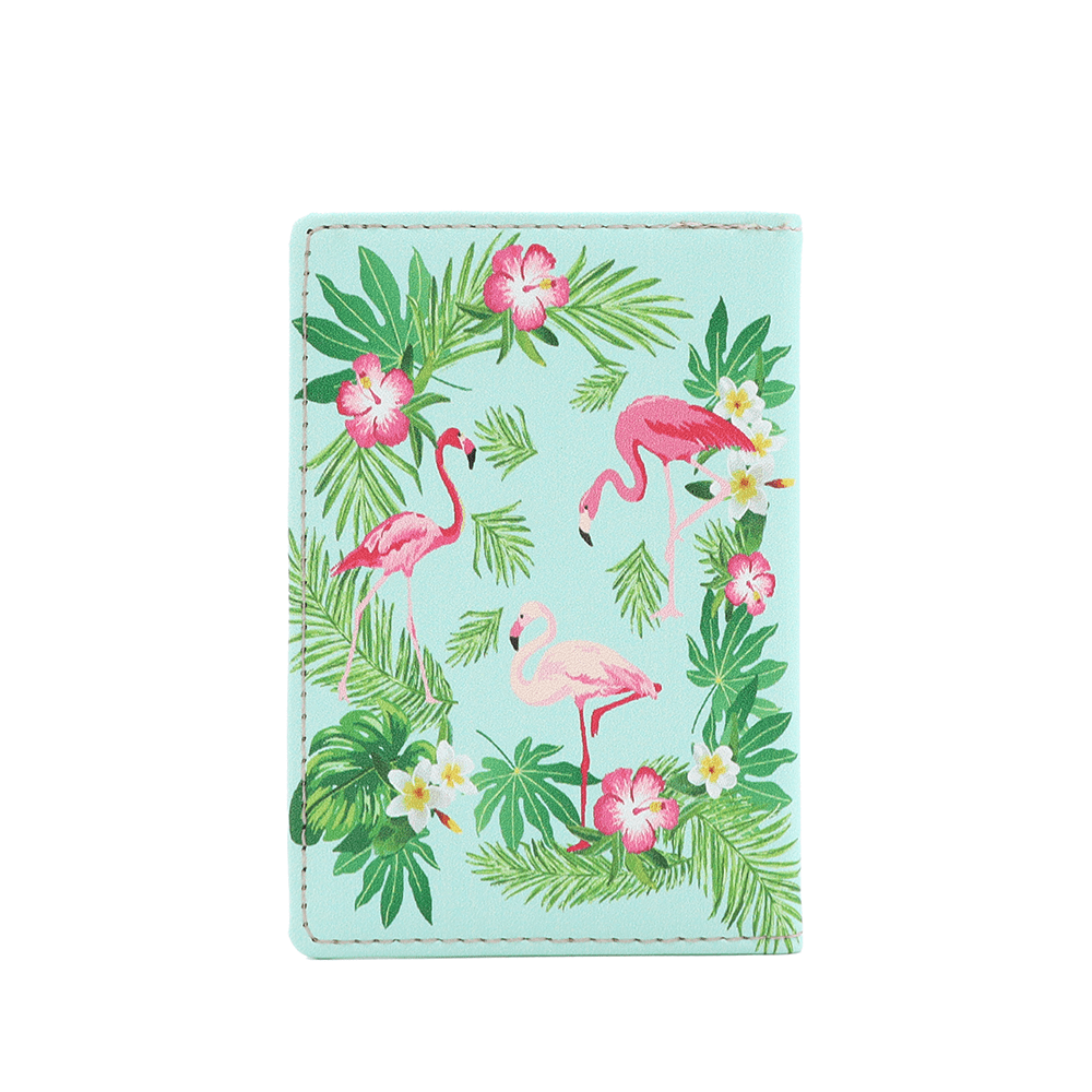 Kártyatartó flamingó mintával - zöld
