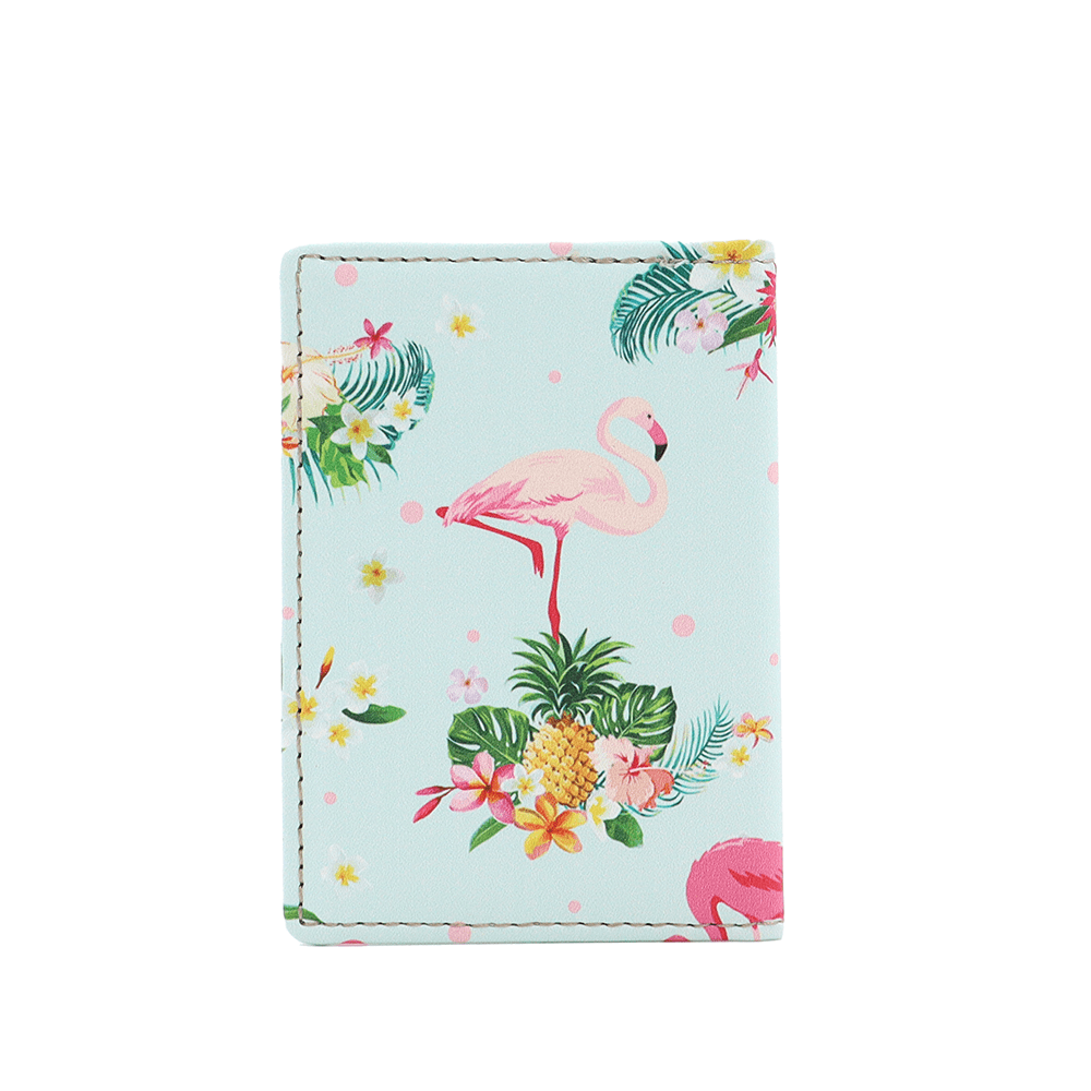 Kártyatartó flamingó mintával - világoszöld