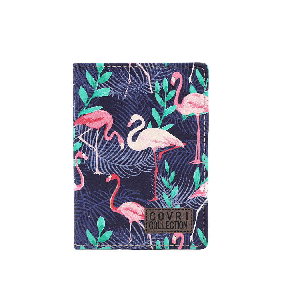 Kártyatartó flamingó mintával - lila