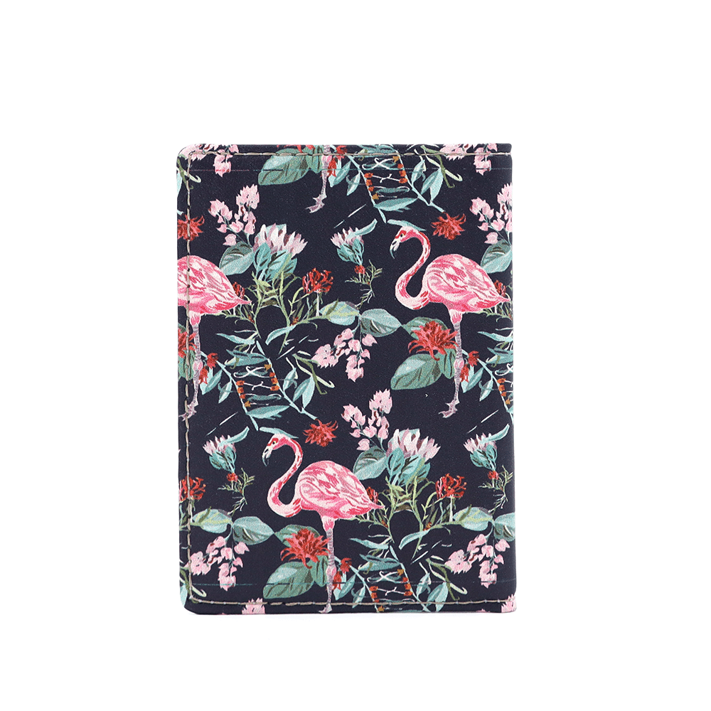 Kártyatartó flamingó mintával - fekete