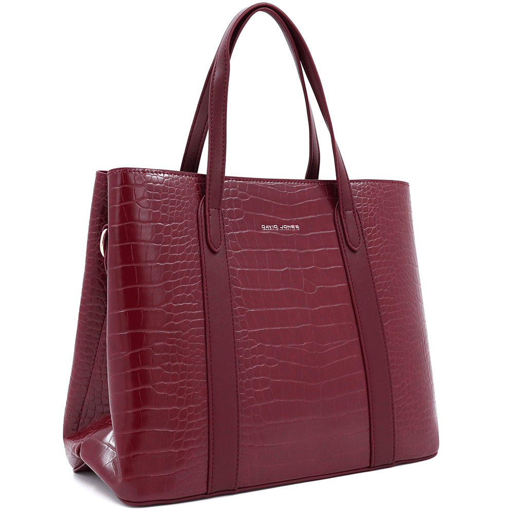 David Jones - Női táska krokodil mintával - bordó