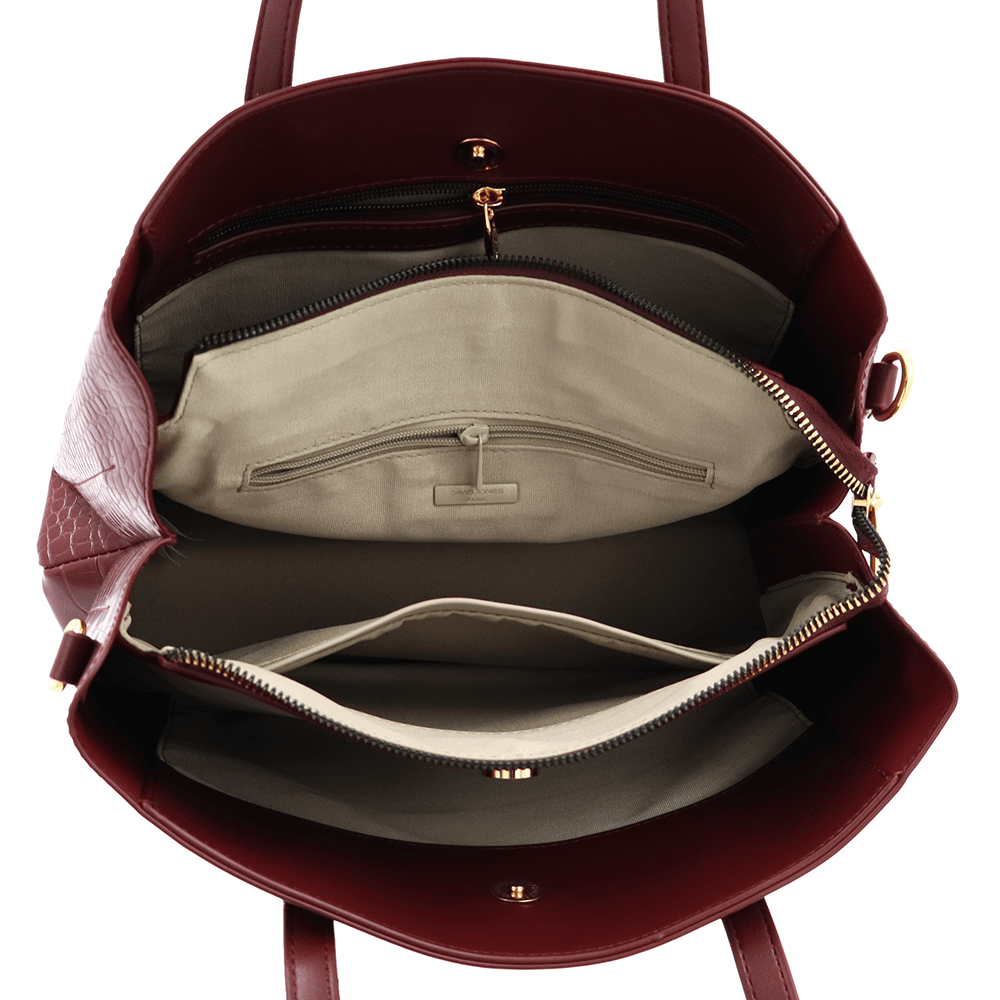 David Jones - Női táska krokodil mintával - bordó