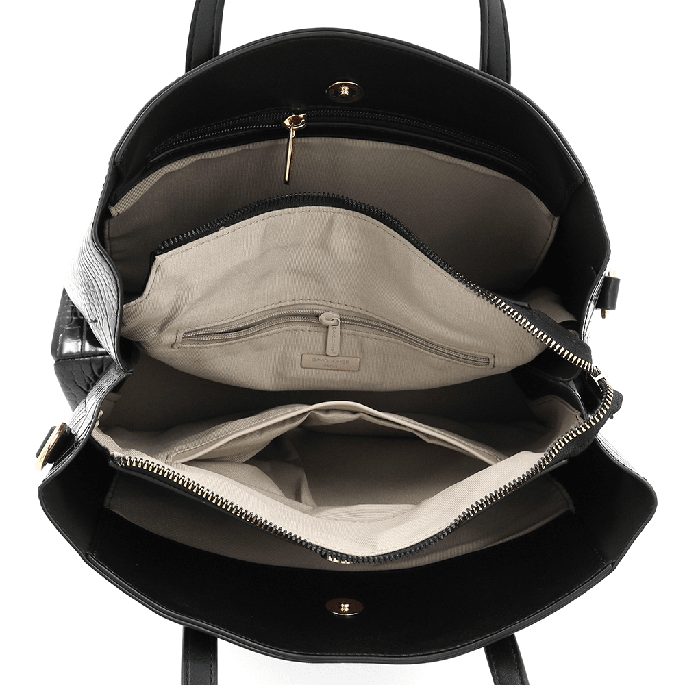 David Jones - Női táska krokodil mintával - fekete