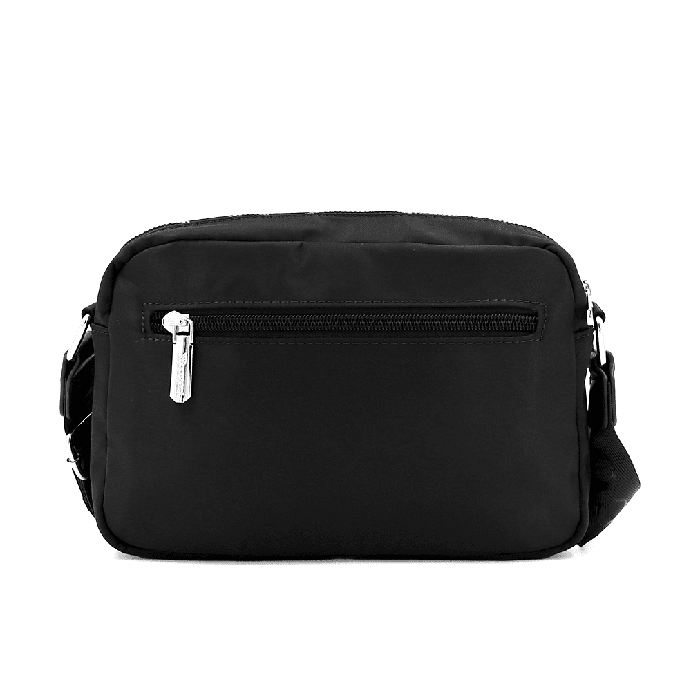 Női válltáska szövetből, lógó pénztárcával - fekete