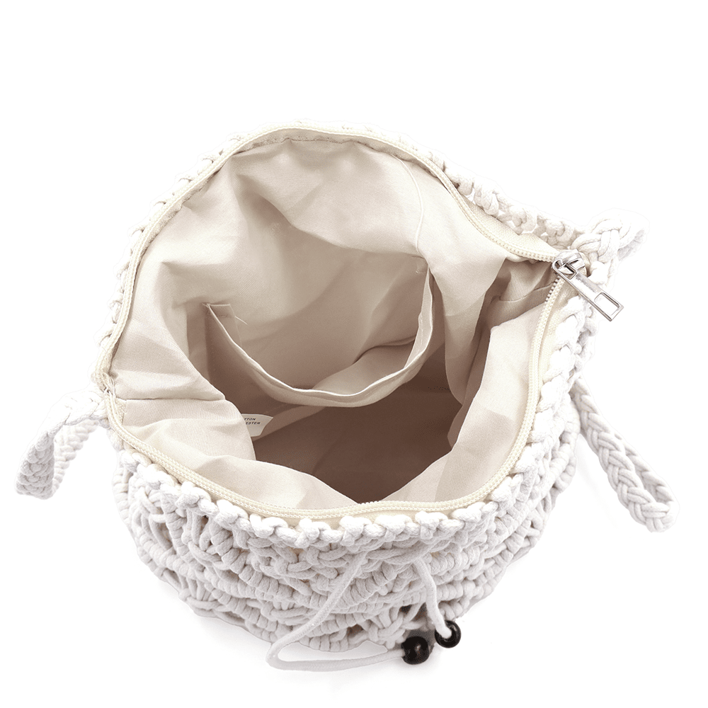 Női válltáska pamut makraméból - bézs