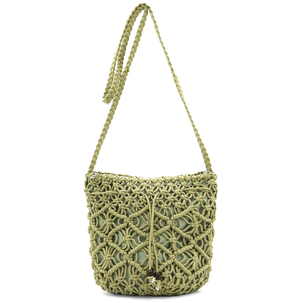 Női válltáska pamut makraméból - zöld