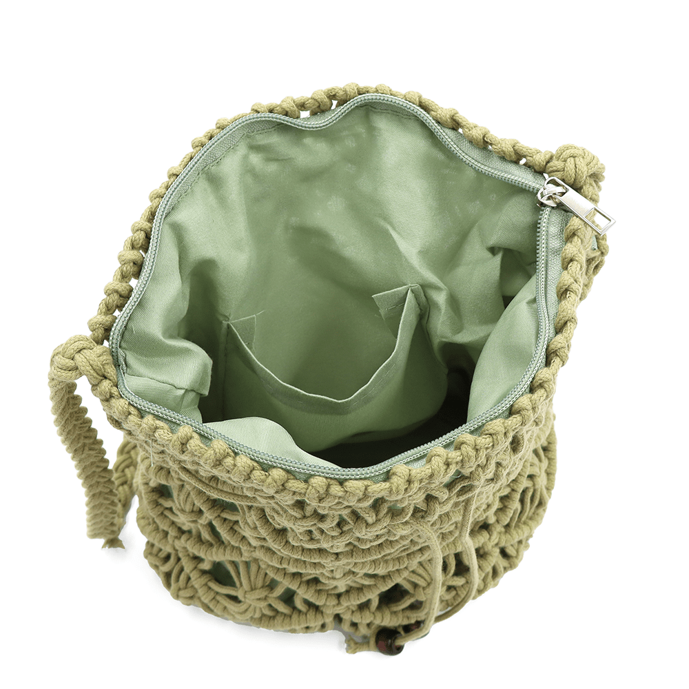 Női válltáska pamut makraméból - zöld