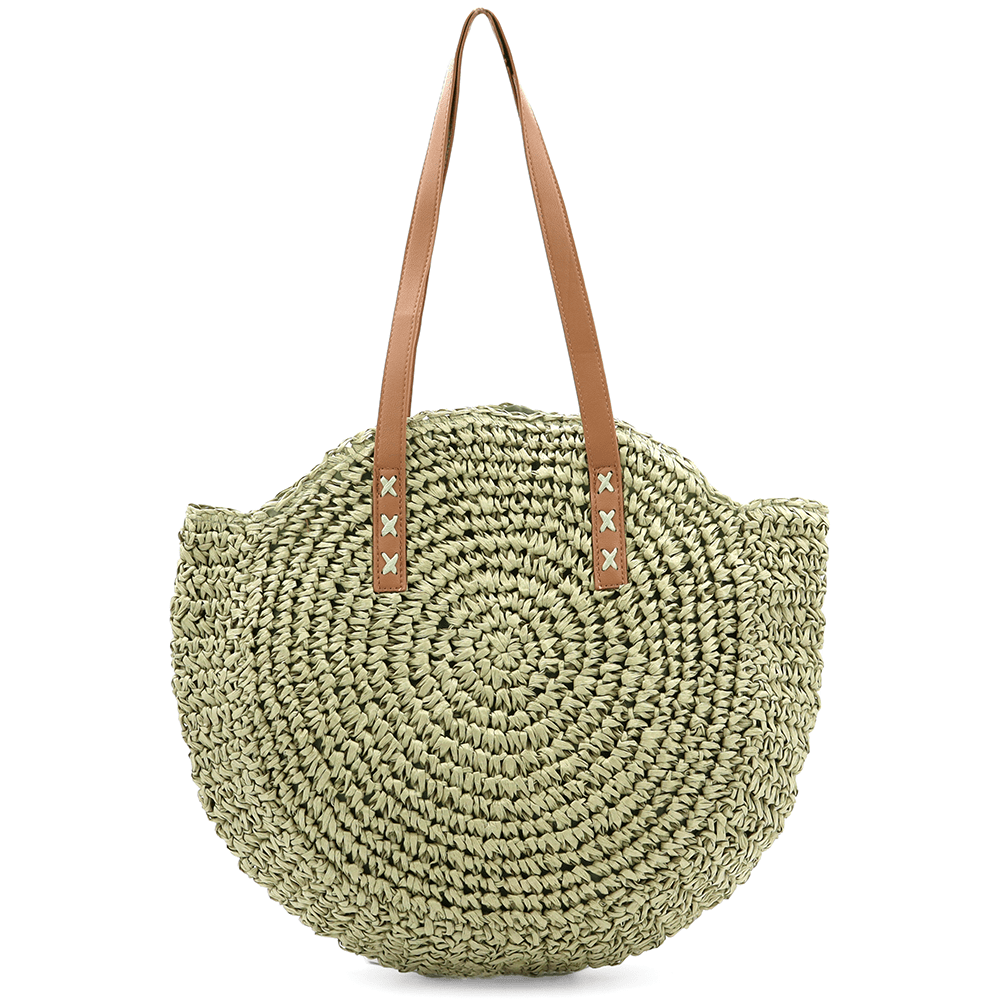 Nagy raffia táska Boho - zöld