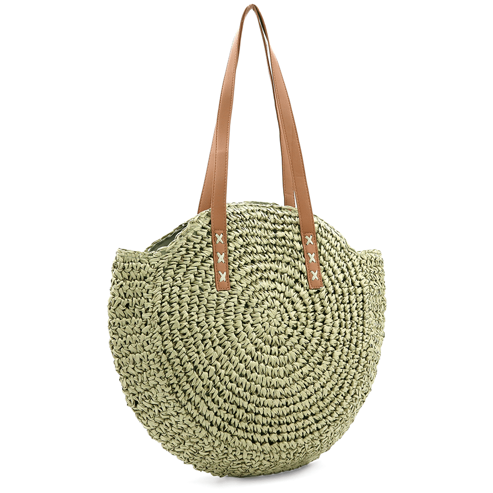 Nagy raffia táska Boho - zöld