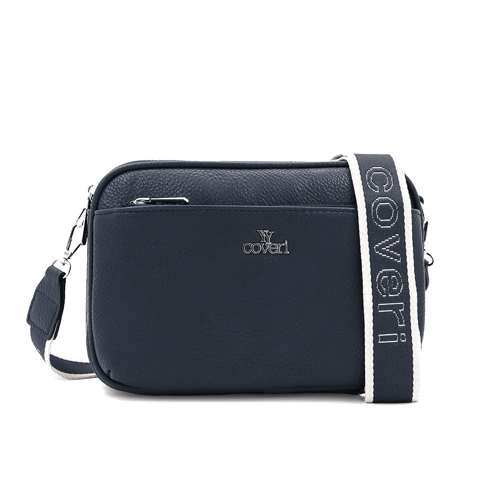 Női válltáska három rekesszel - sötétkék