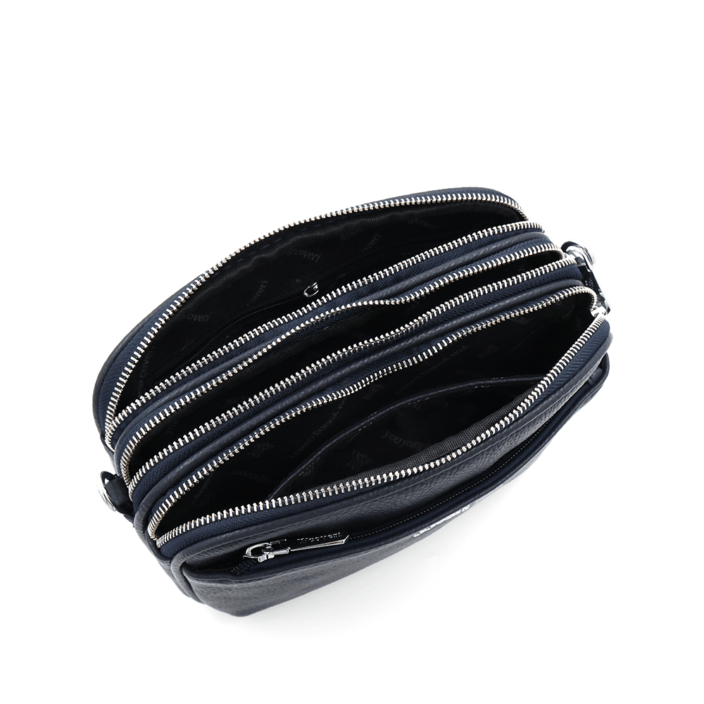 Női válltáska három rekesszel - sötétkék